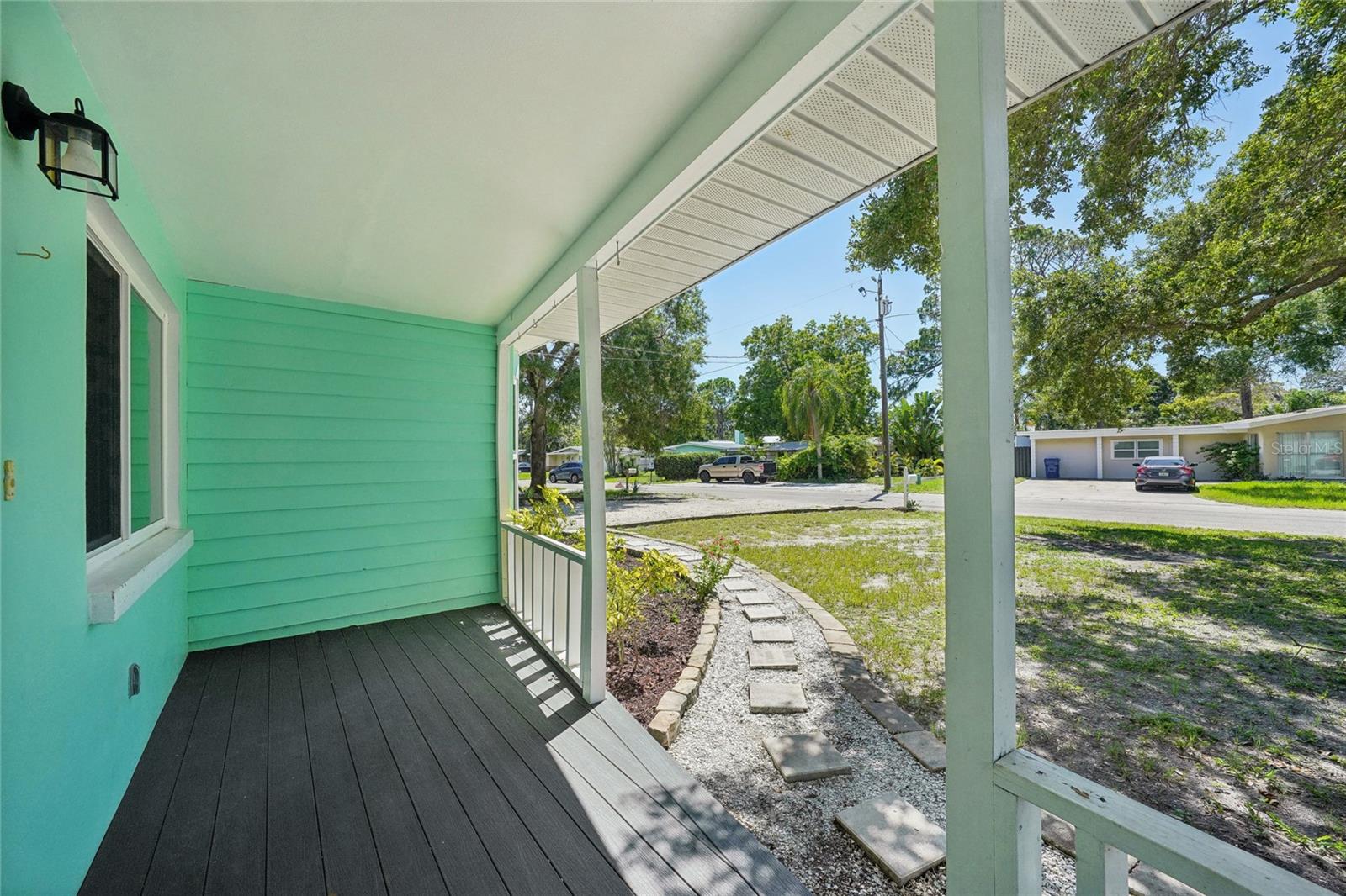 Covered porch front entry