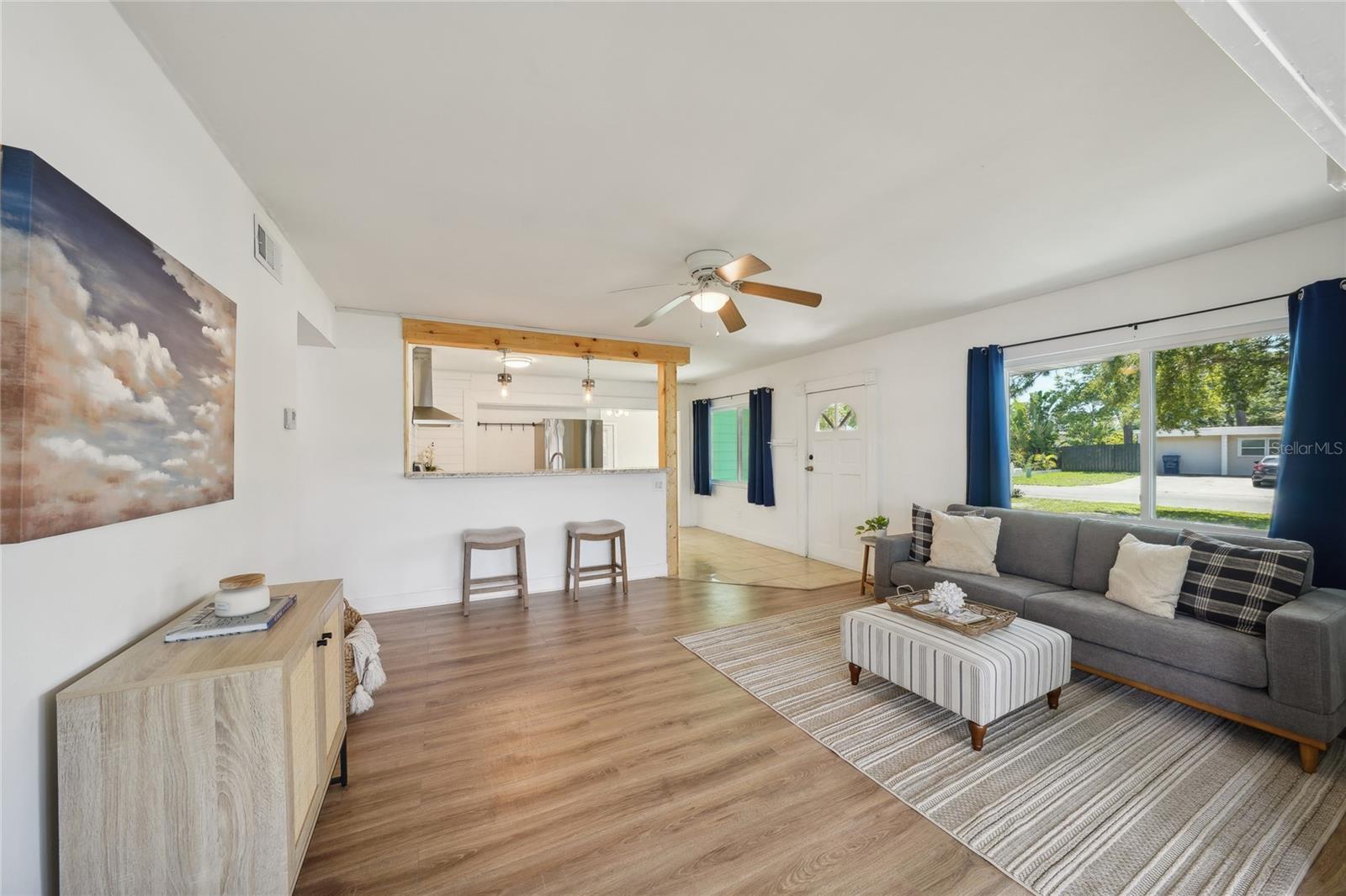 Impact windows in living room and dining room