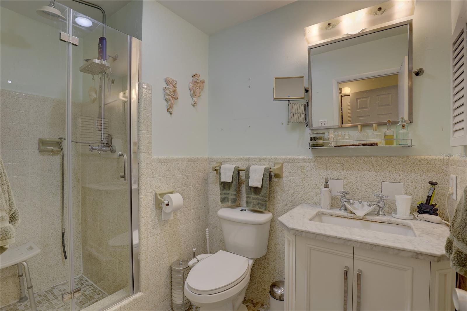 View of master bathroom from hallway