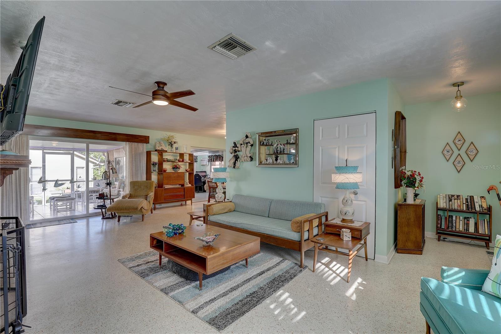 View of living room and dining room