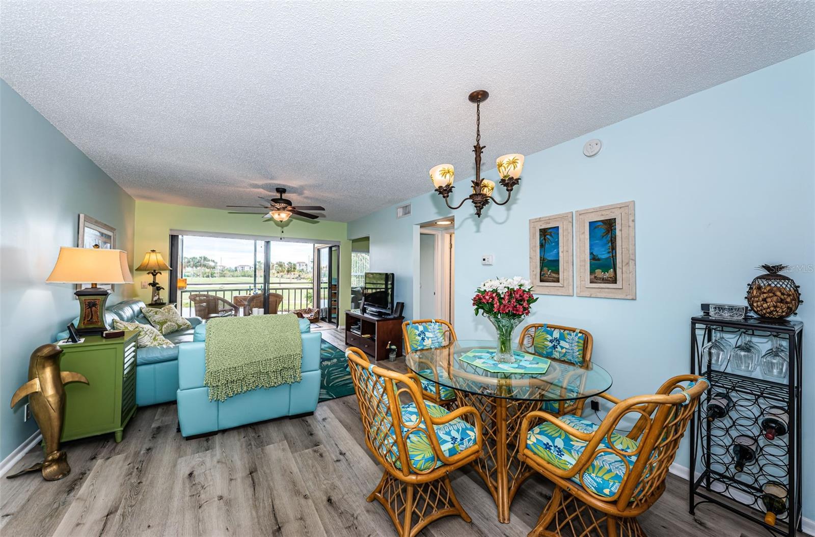 Living room with soft tropical pallette