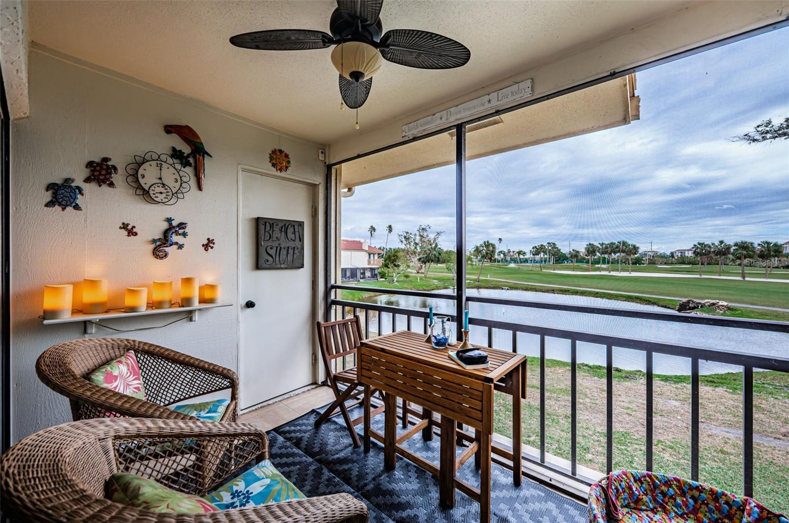 Cozy screened patio perfect for morning coffee or evening glass of wine