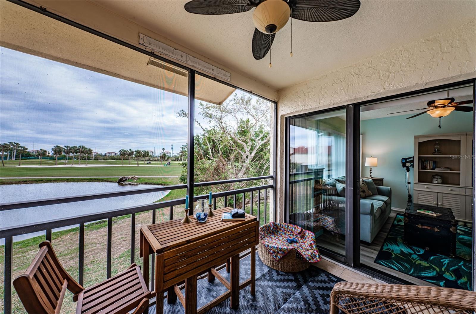 Living room and study (guest bedroom) open to the screened balcony