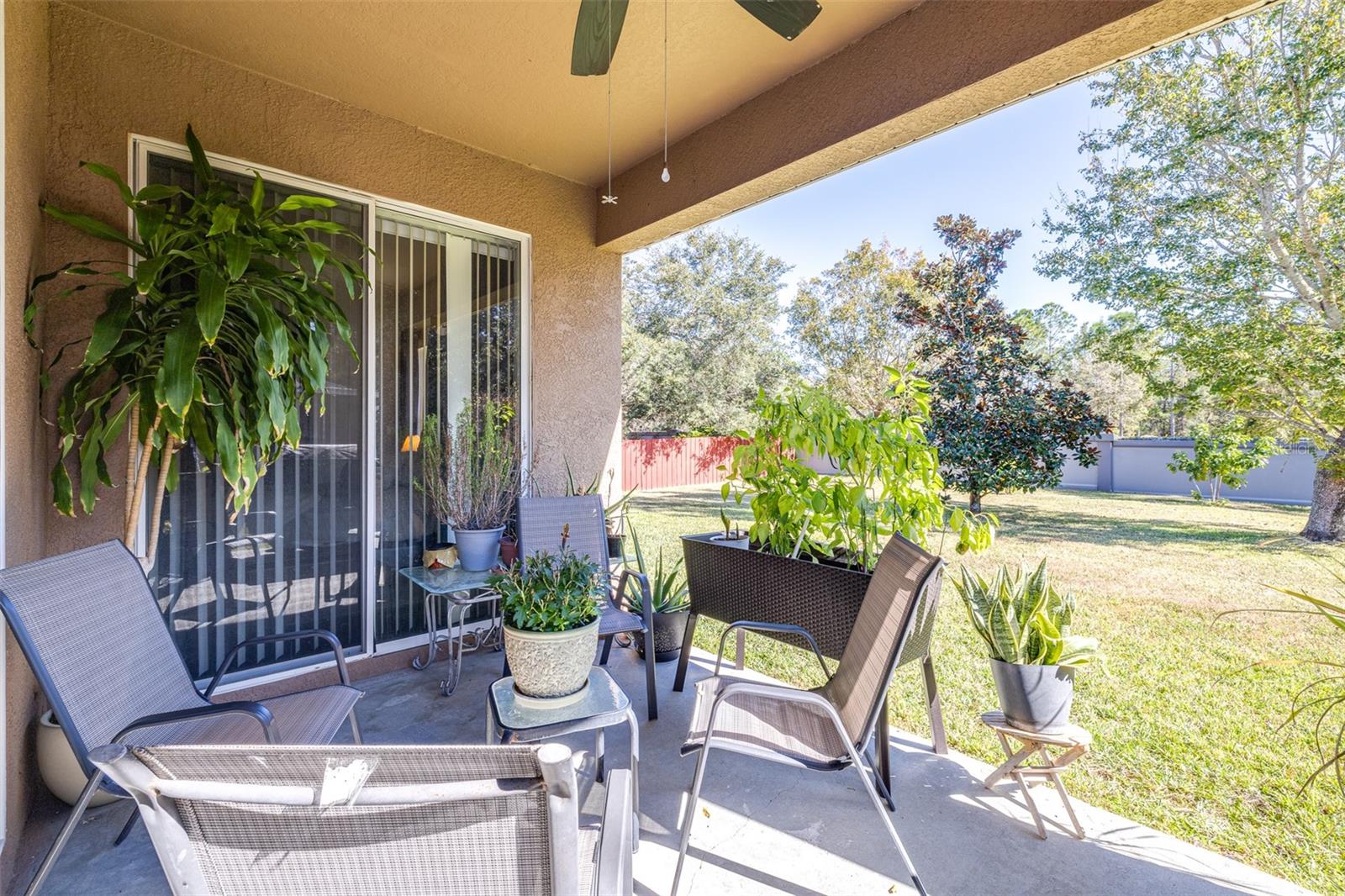 Covered patio with fan