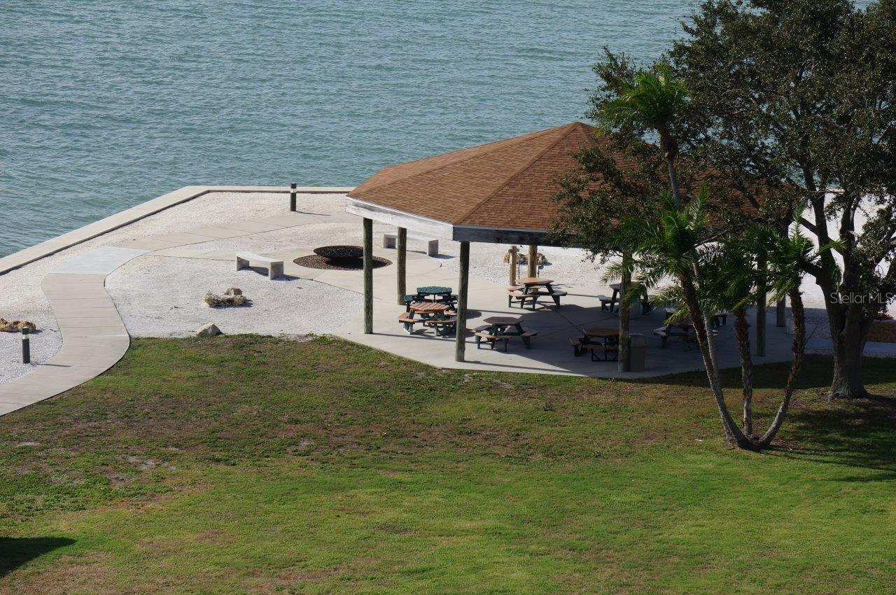 Fire Pit, walk way, new seawall, gathering Gazebo