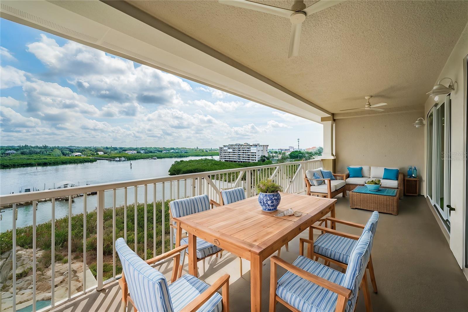 Virtually Staged Balcony off the Living Room and Primary Bedroom