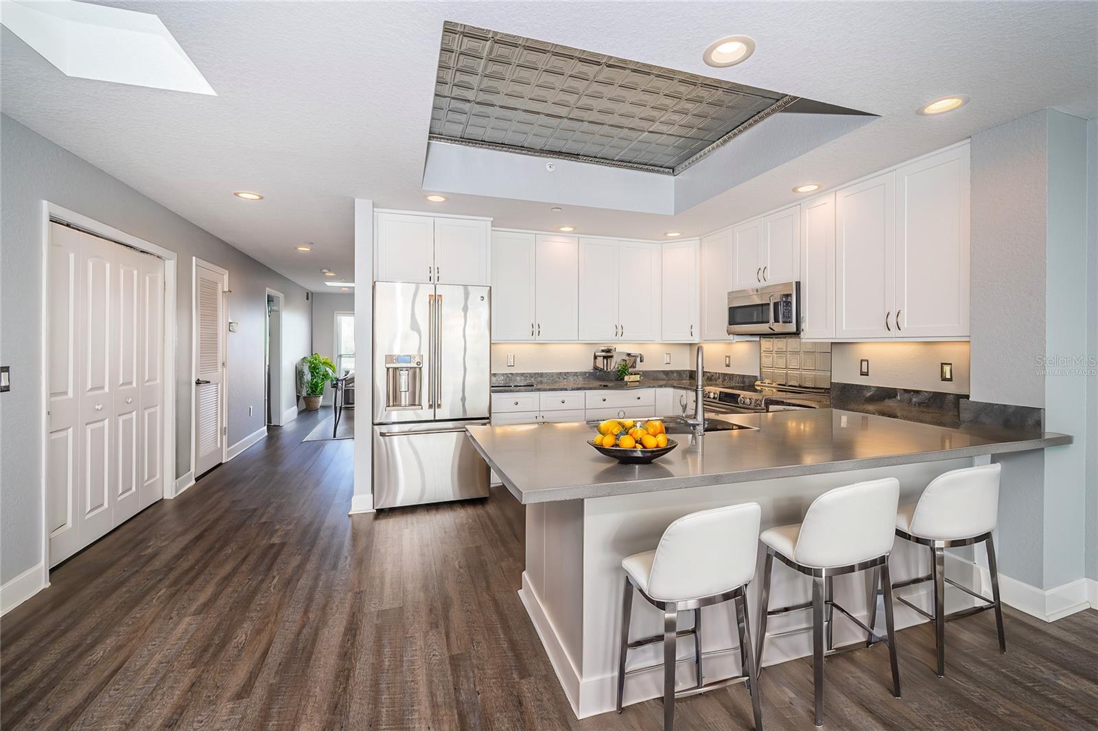 Virtually staged Kitchen with breakfast bar