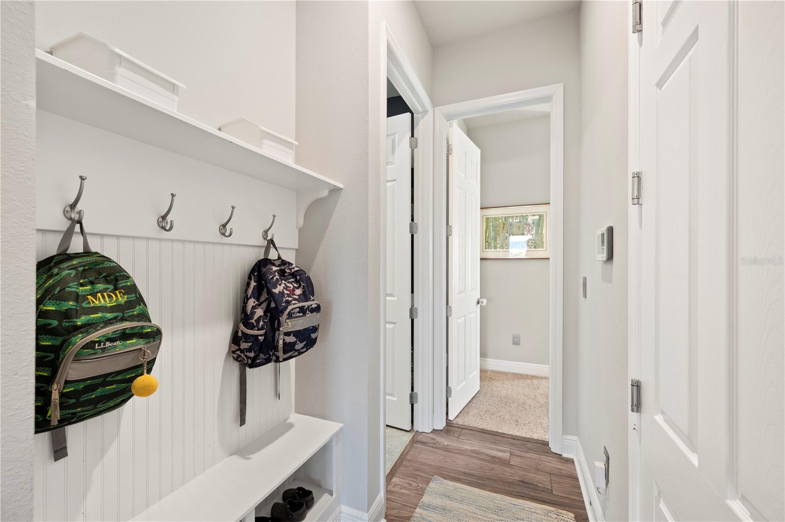 Mudroom Space with custom Built in