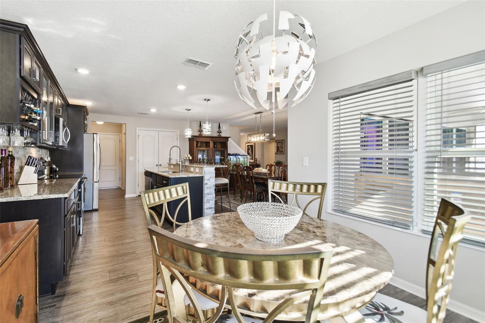 Dinette area with patio backyard views