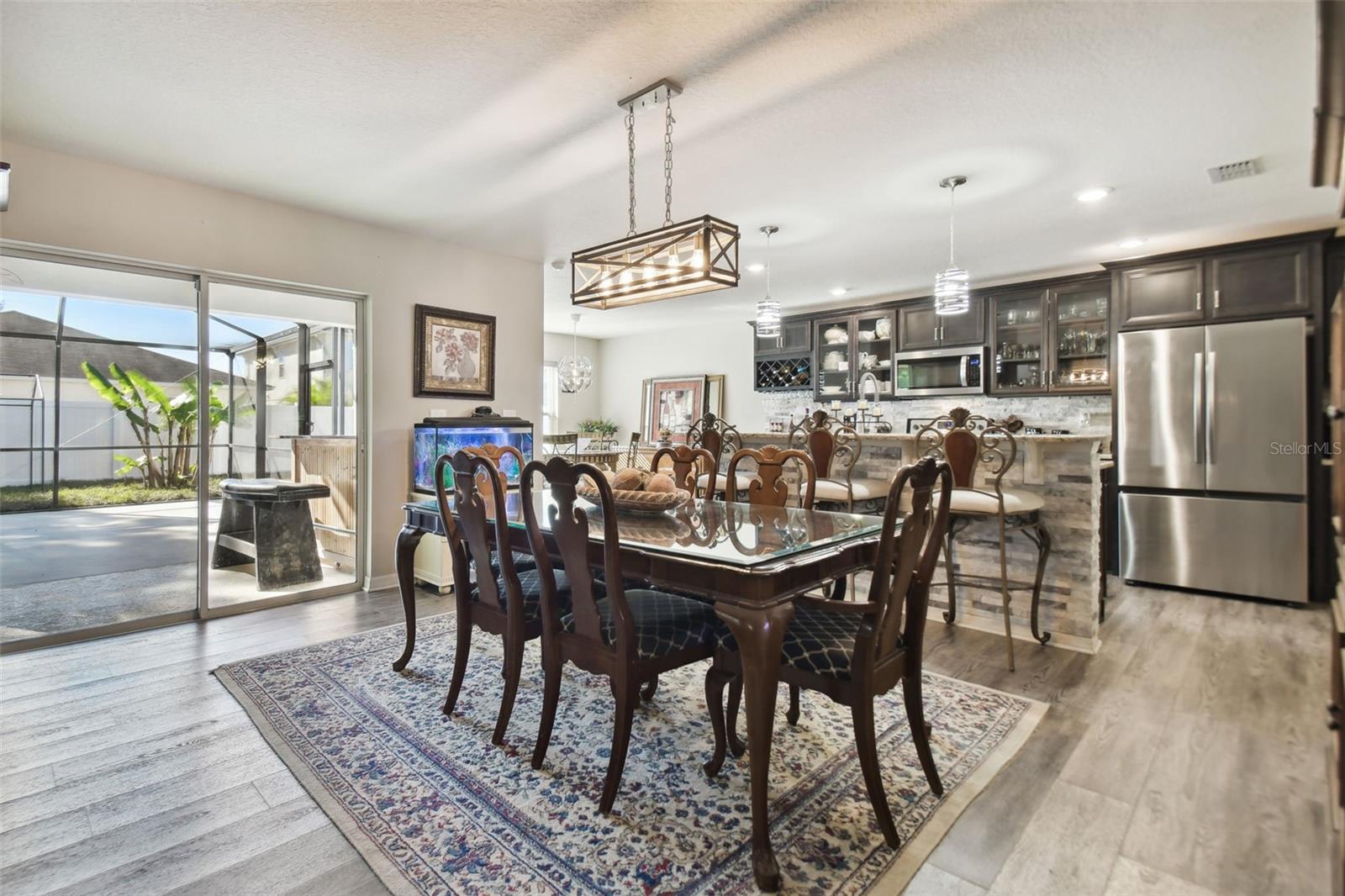 Large dining room with private views