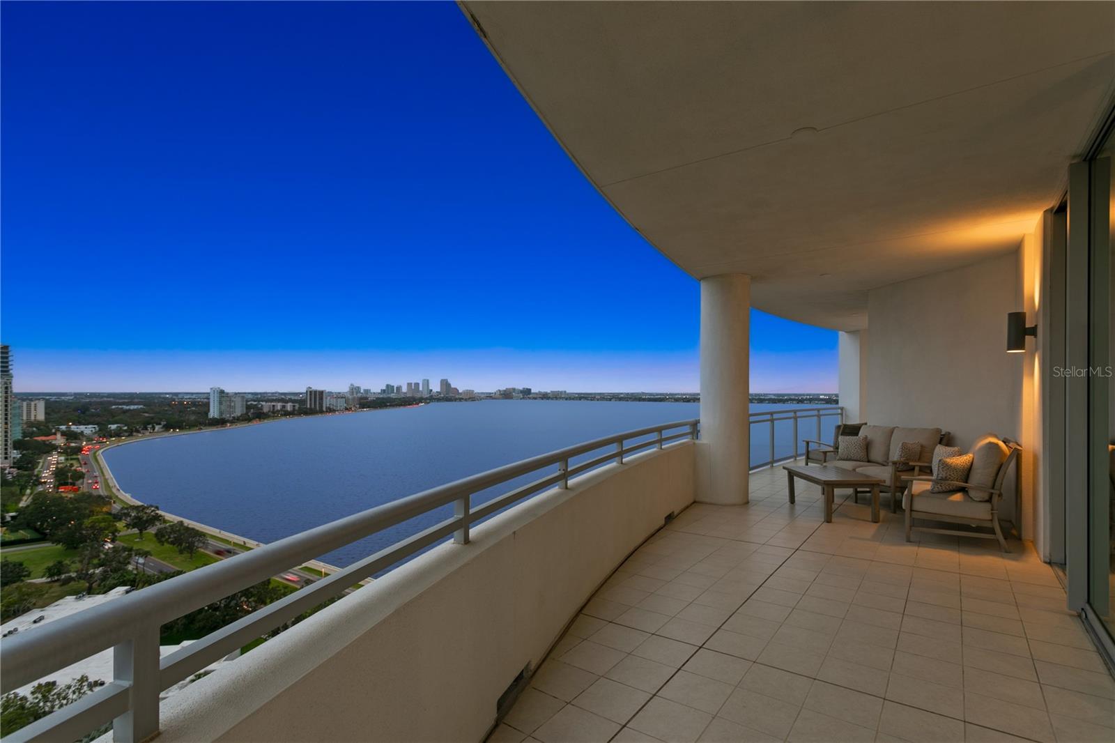 The spacious Bay Terrace that overlooks Downtown Tampa and Hillsborough Bay