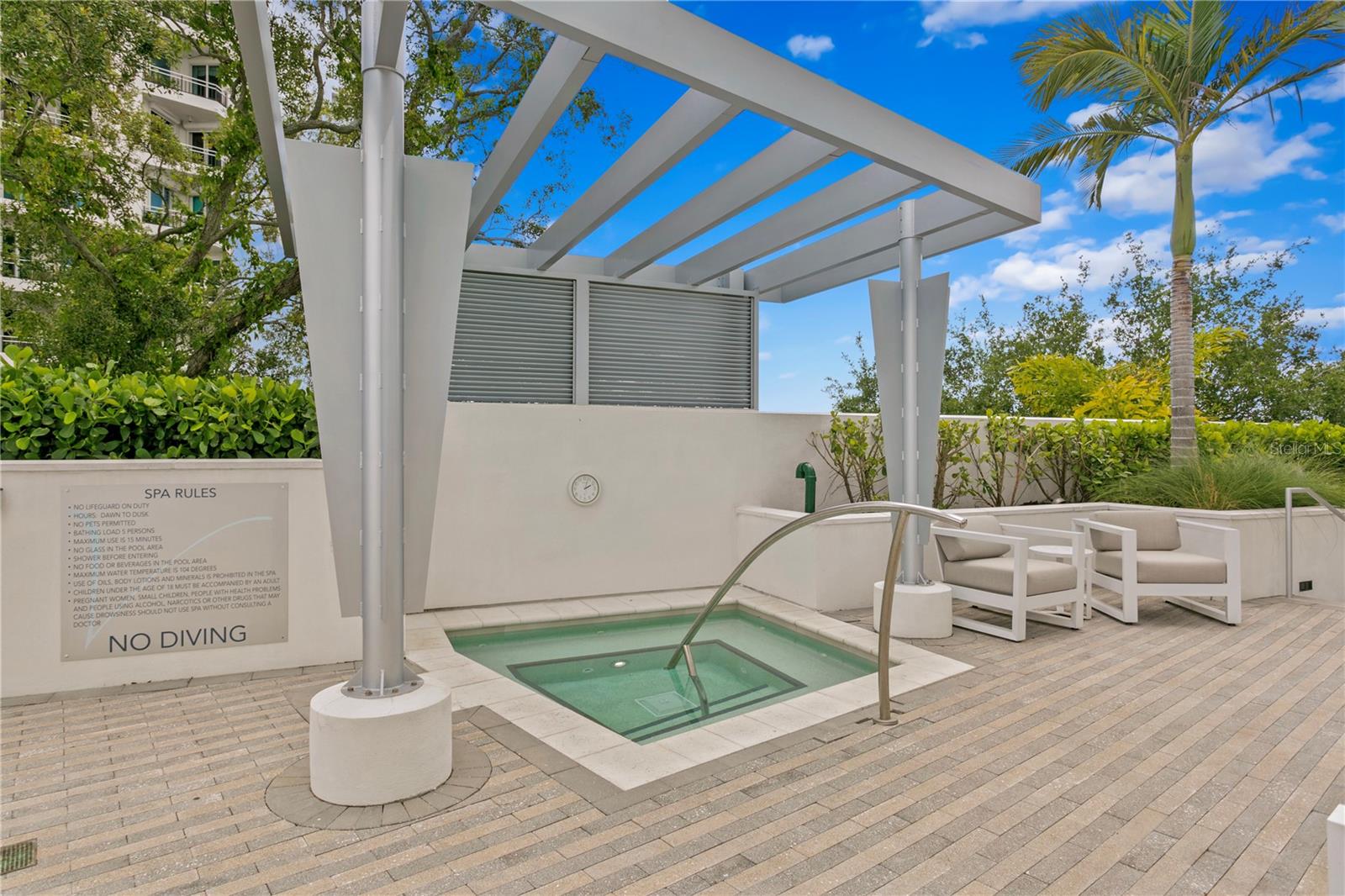 Enjoy a relaxing soak after a good workout in the heated jacuzzi