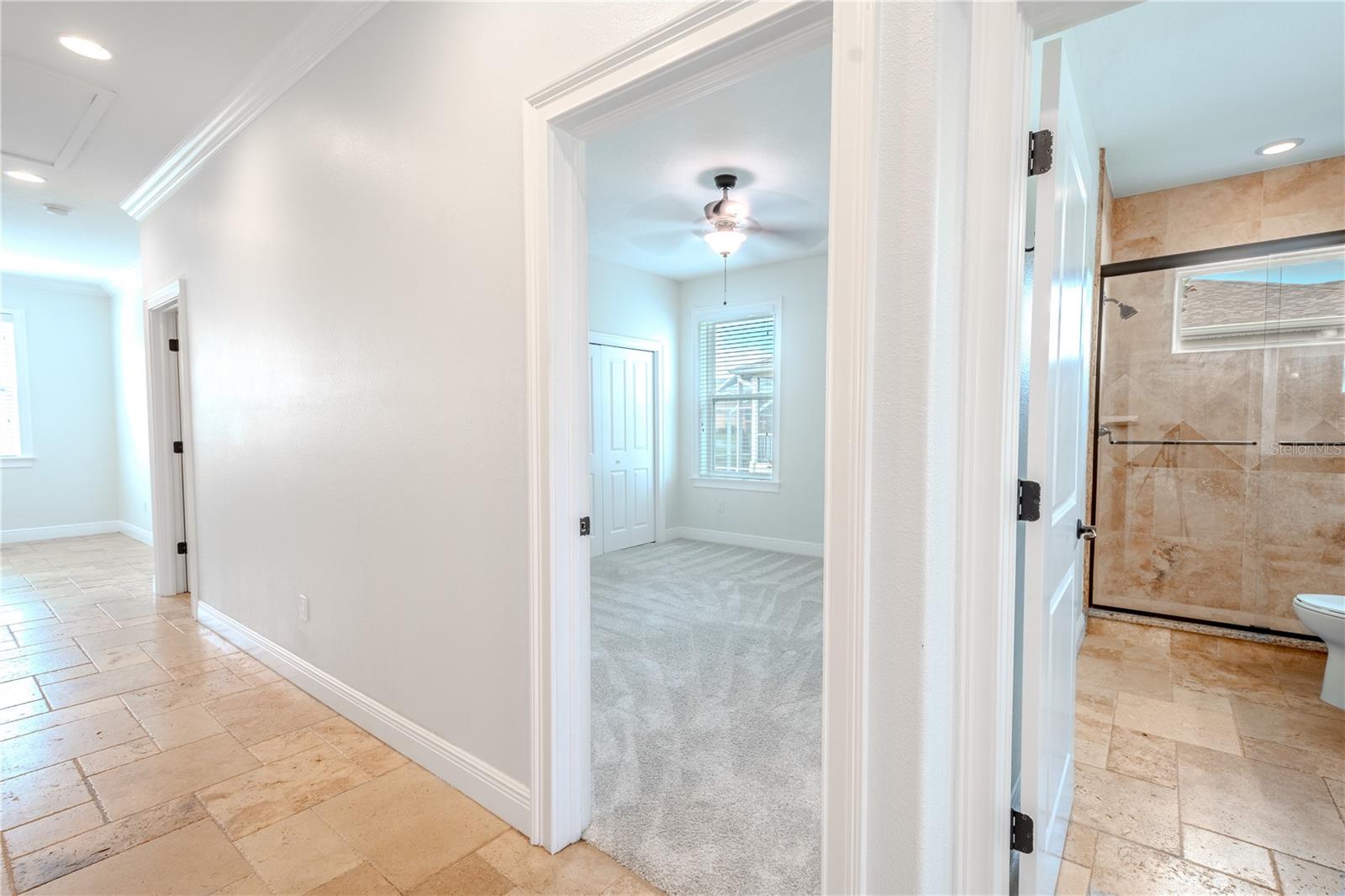 The hallway between bedrooms 2,3 and 4.