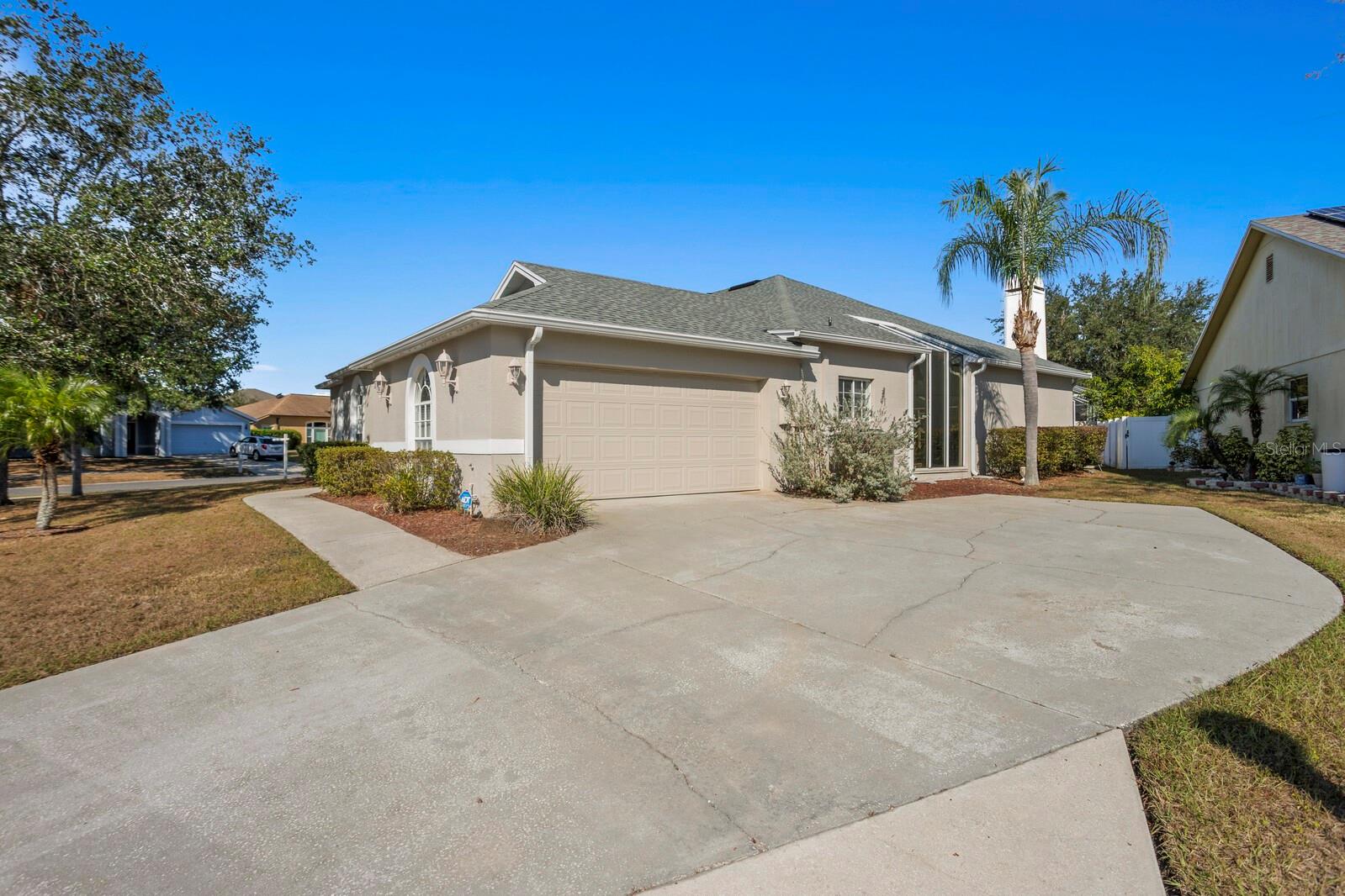 Long Driveway with 2 Car Garage