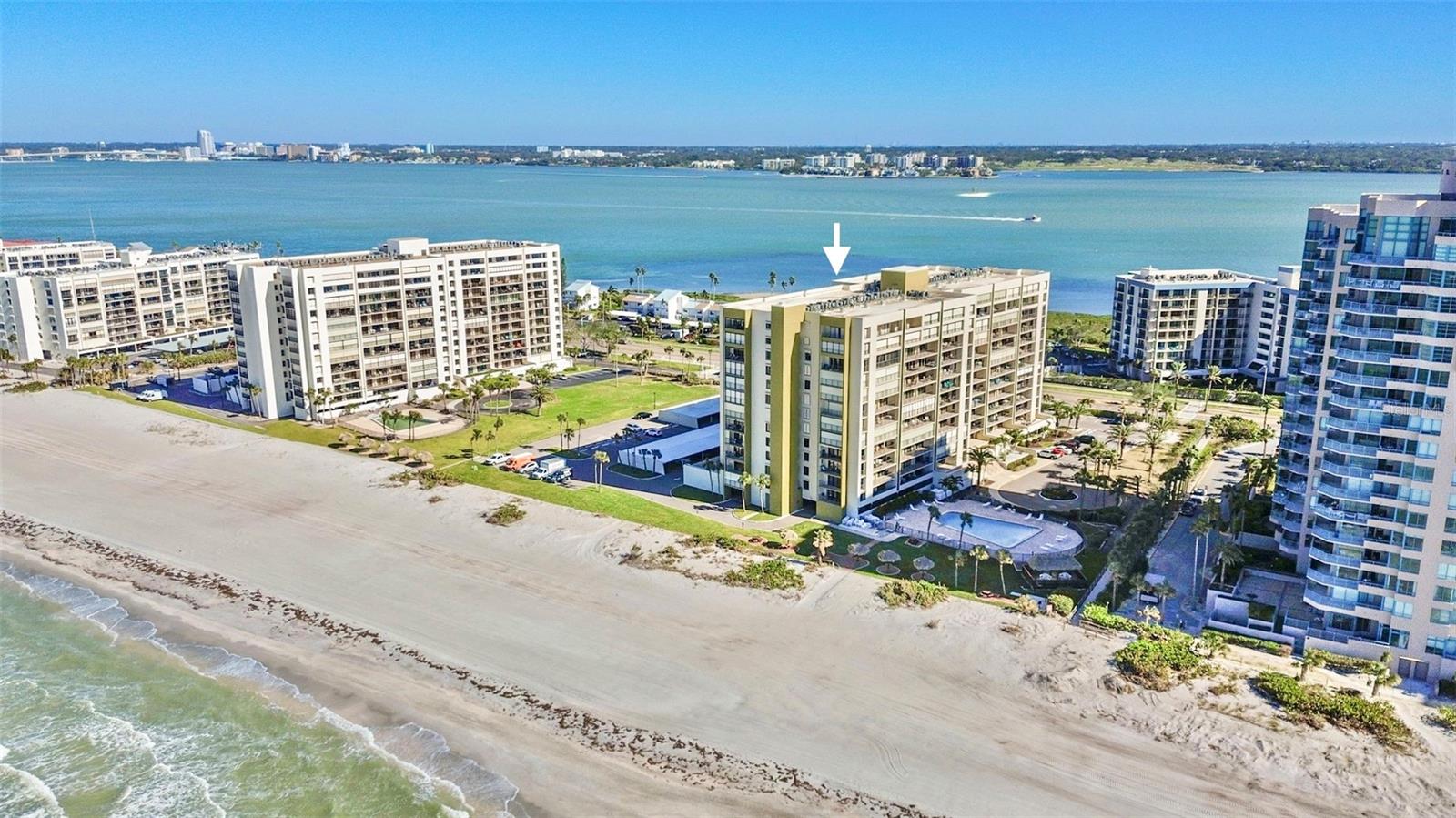 View looking East toward Intracoastal waterway from the Gulf of Mexico / beach