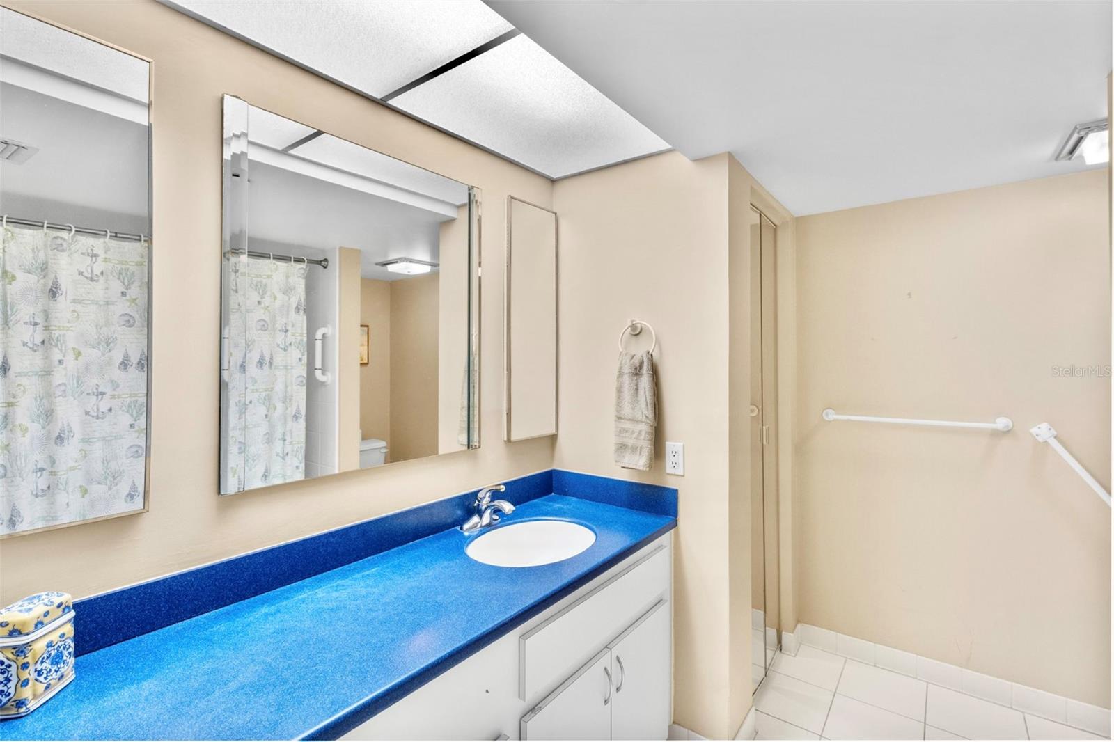 Guest Bathroom with tub-shower combo.