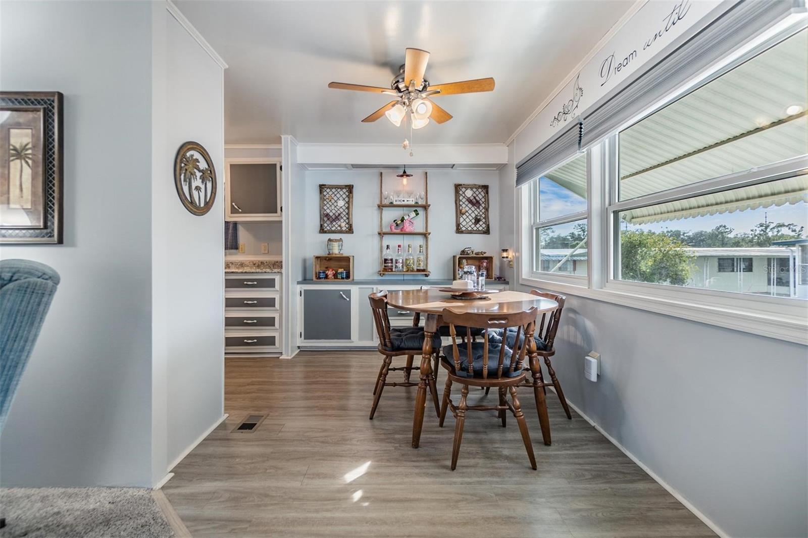 Dining area is open with living room.