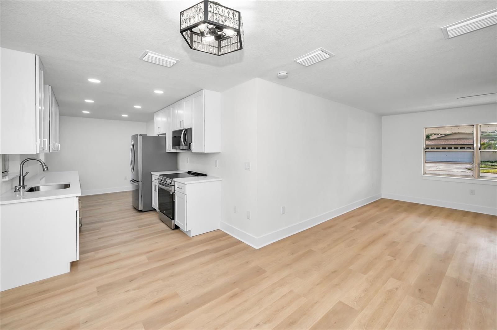 Kitchen with Partial View of Living Room