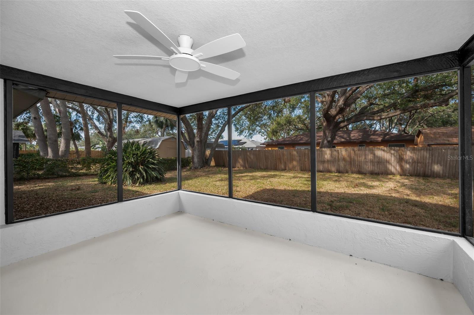 Screen Enclosed Back Porch with Ceiling Fan