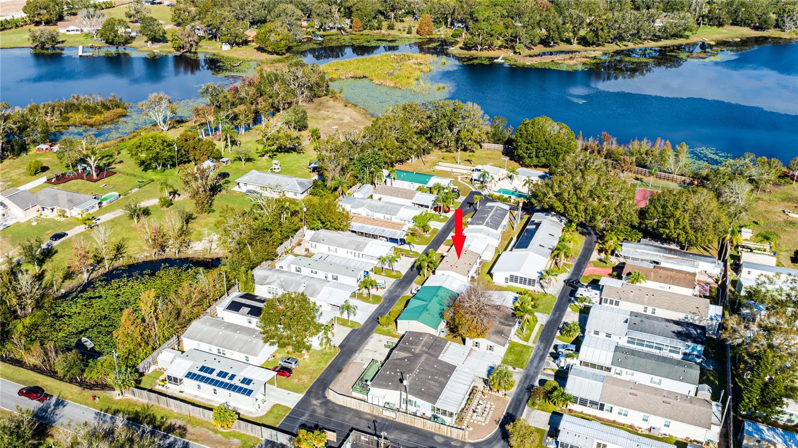 Aerial view of the location of 2103 Lake Linda Circle