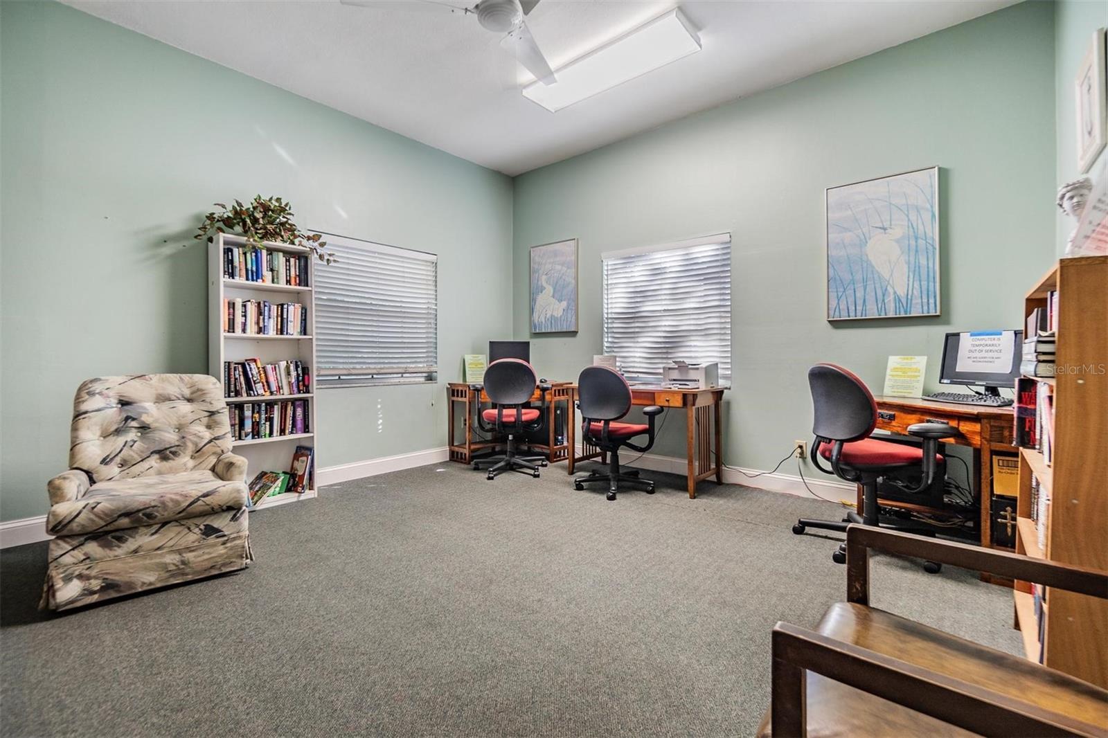 Library and computers in Clubhouse across from Building 1