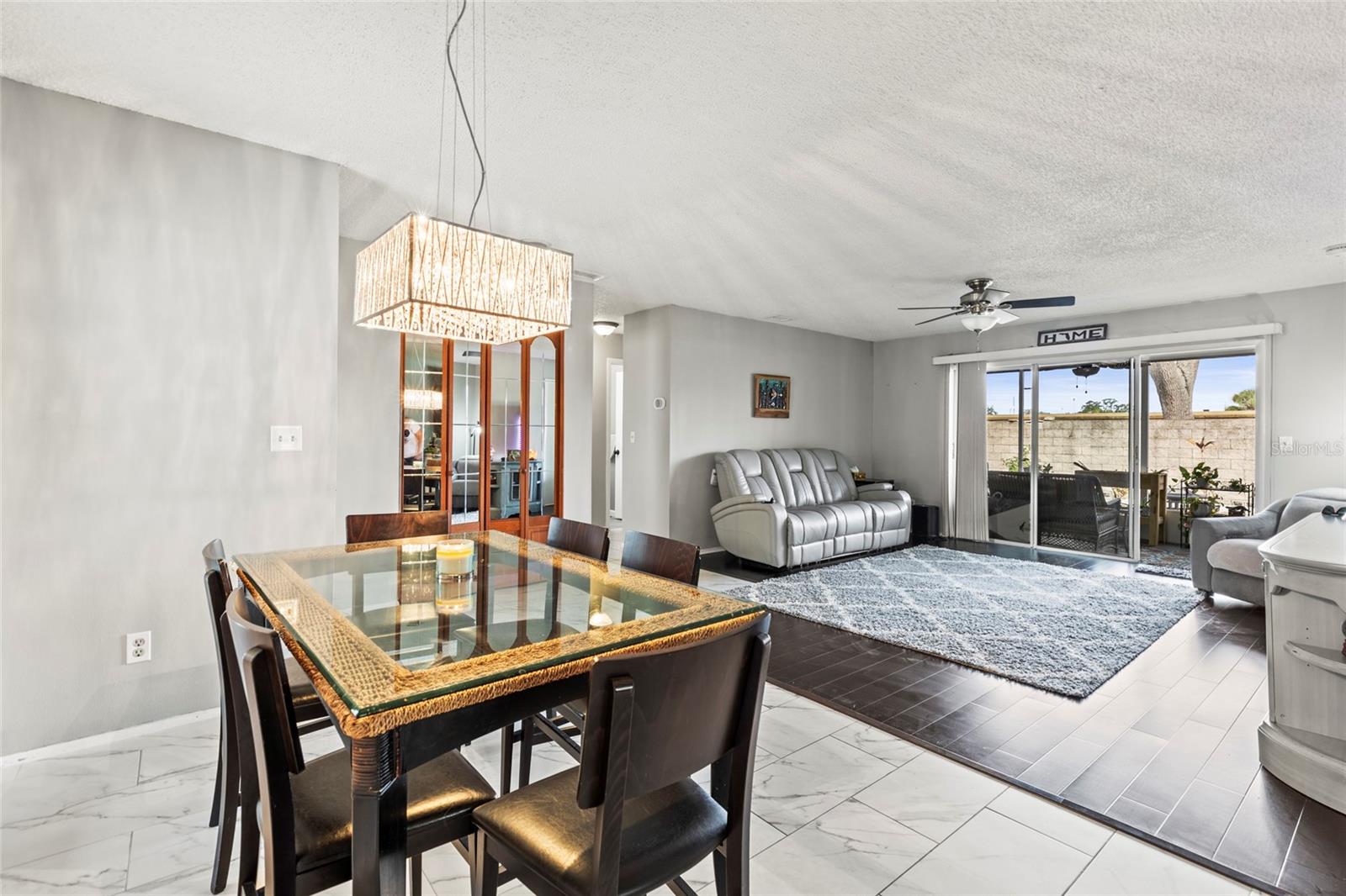 Dining room overlooking the living room