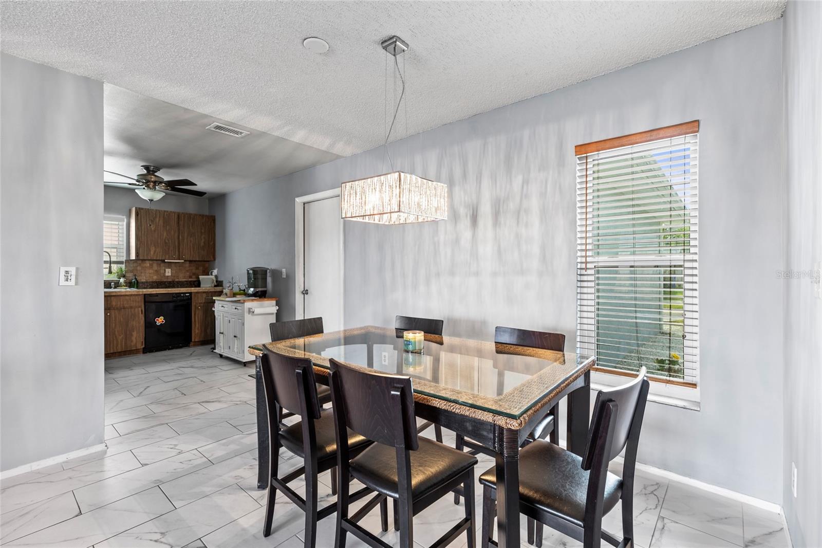 Dining room and kitchen