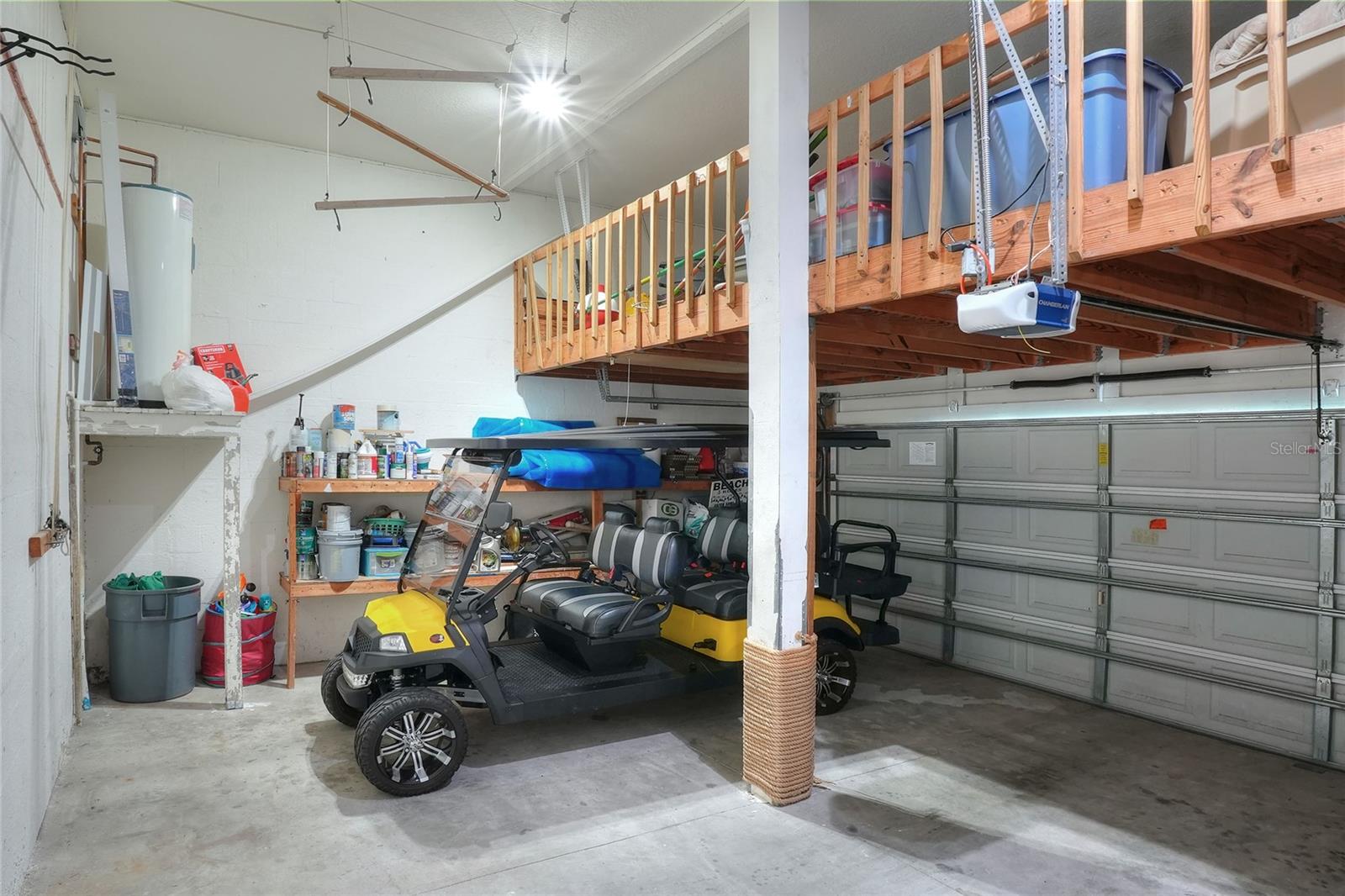 Garage with elevated storage