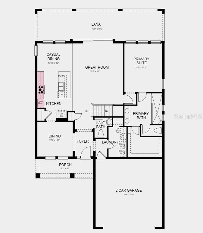 First Floor Plan - Structural options added include: gourmet kitchen, 8' interior doors, and pre-plumb for future laundry sink