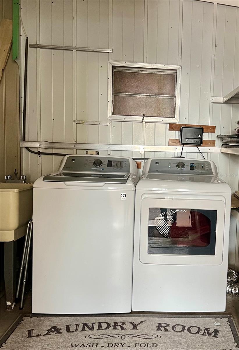 current laundry area in shed