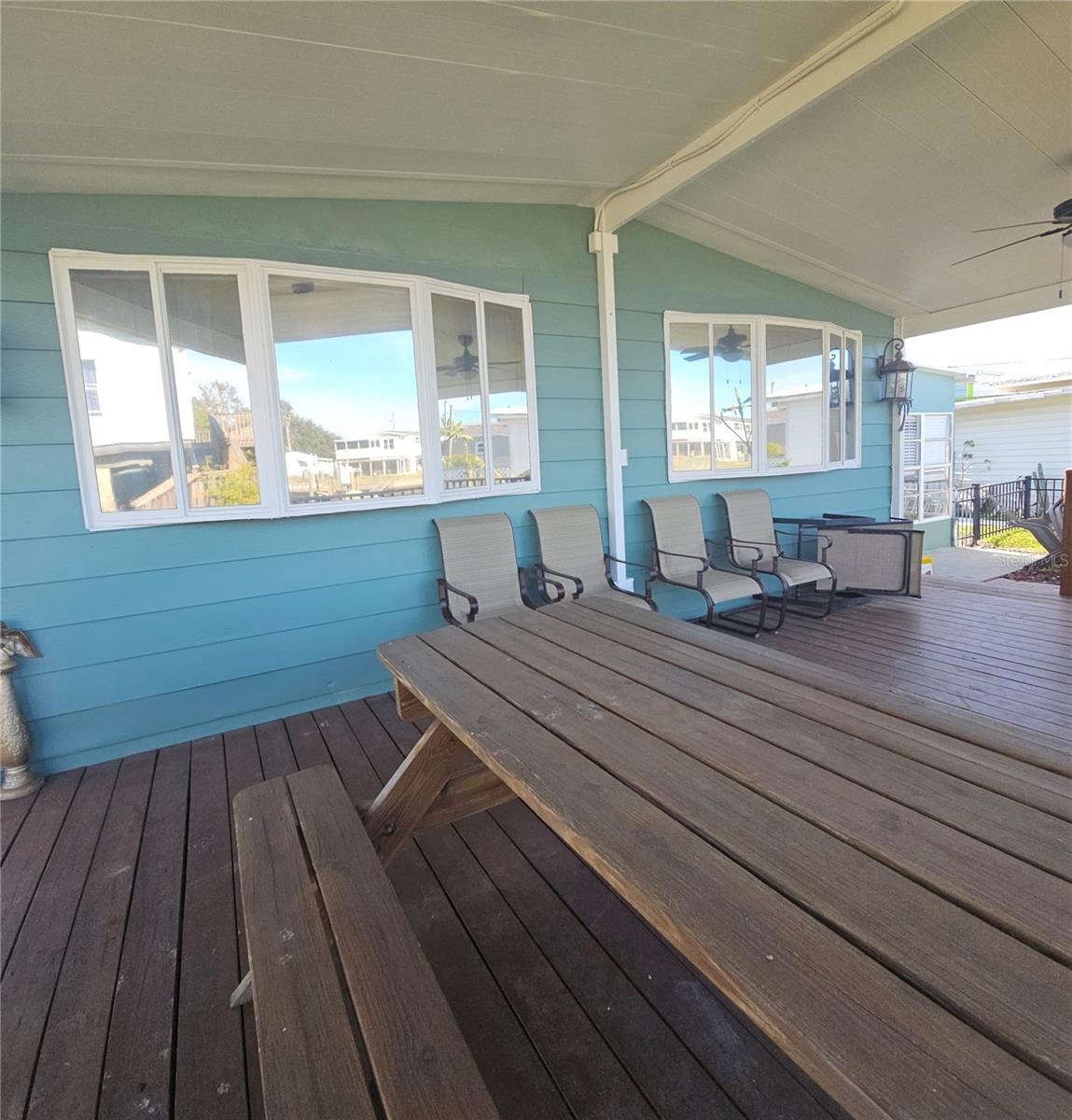 Large back yard covered porch