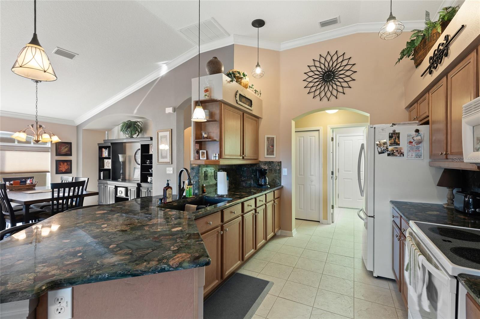 KITCHEN WITH VIEW INTO DINING ROOM