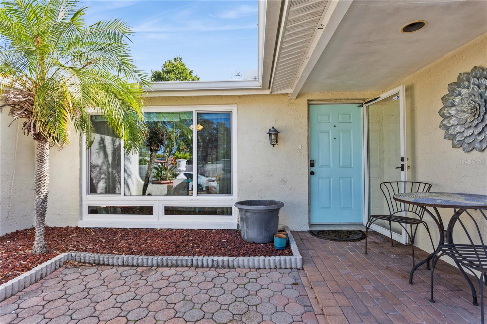 Partially covered front patio