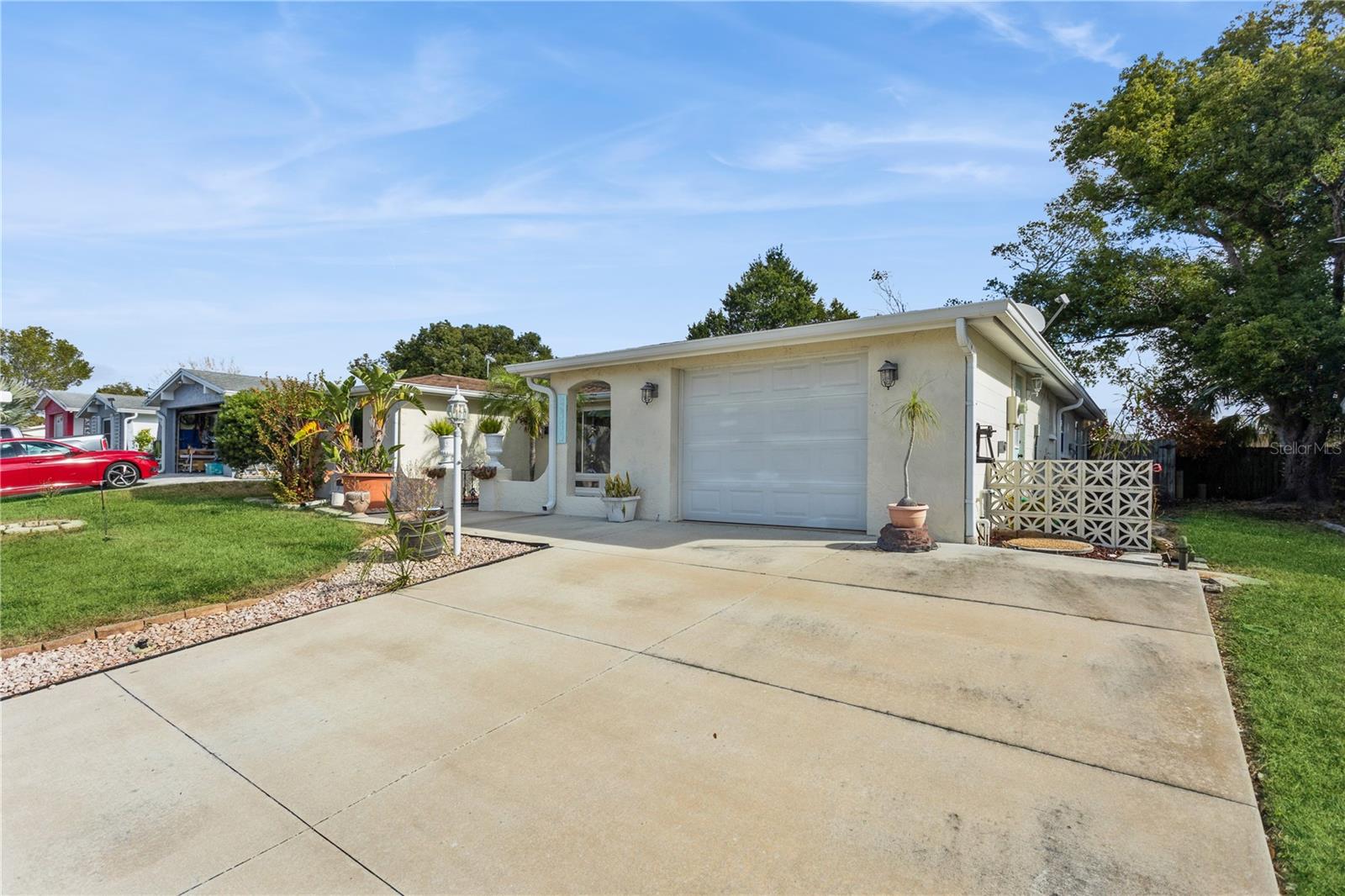 Driveway and one car garage