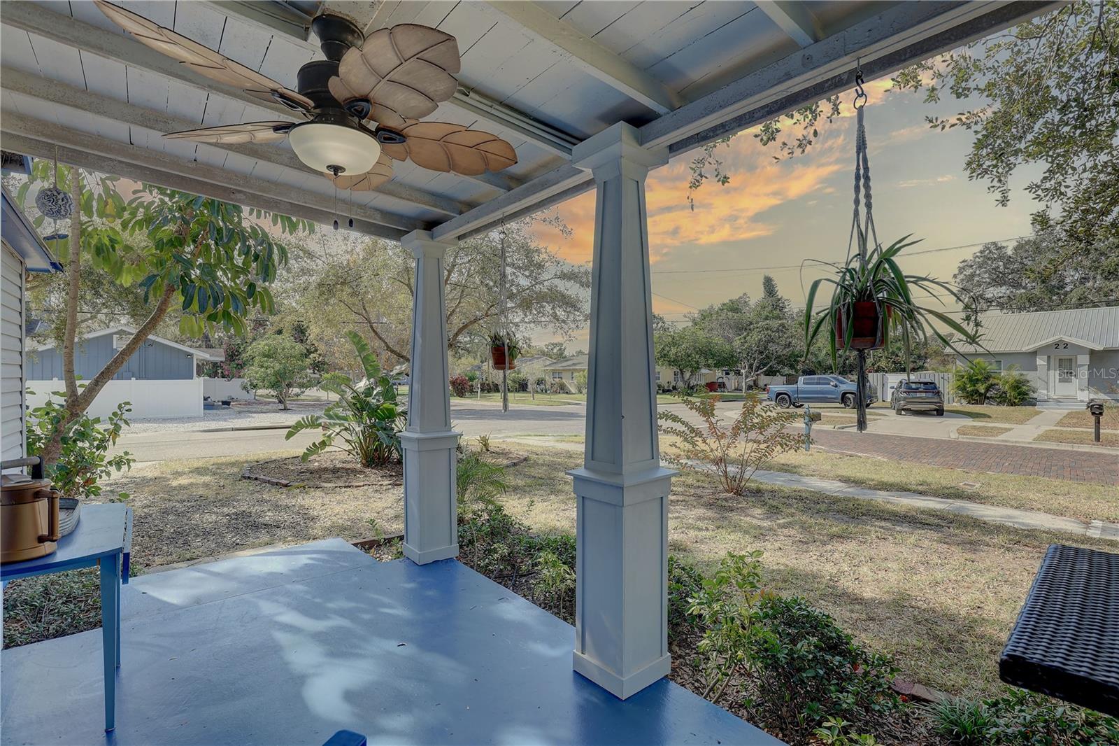 Looking SW from porch. Note ceiling fan