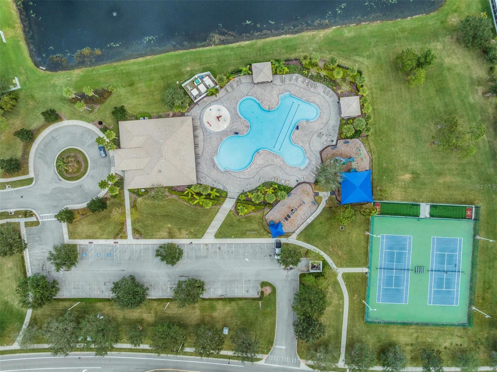 Pool and tennis courts