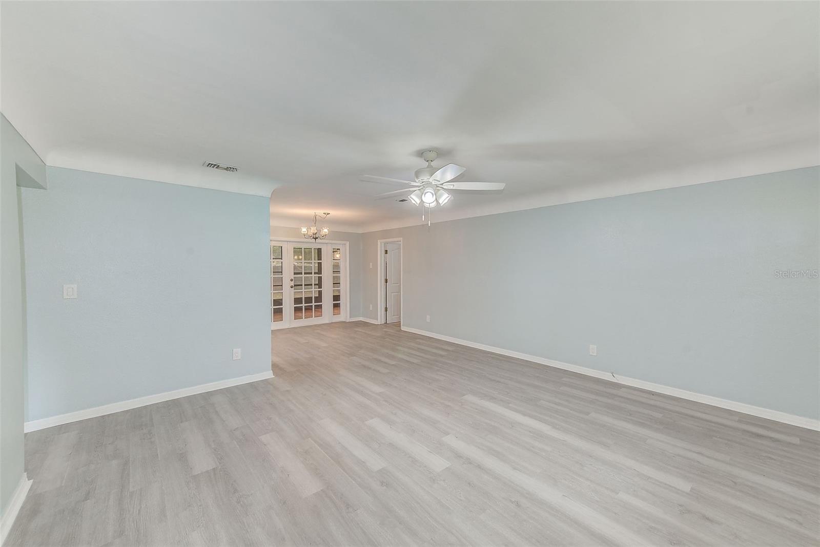 View of living room and dining room