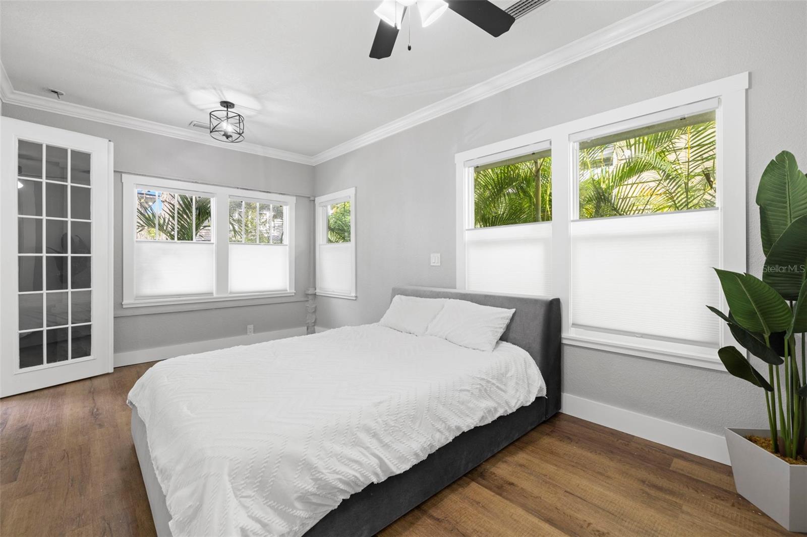 French doors lead into the owner's suite.