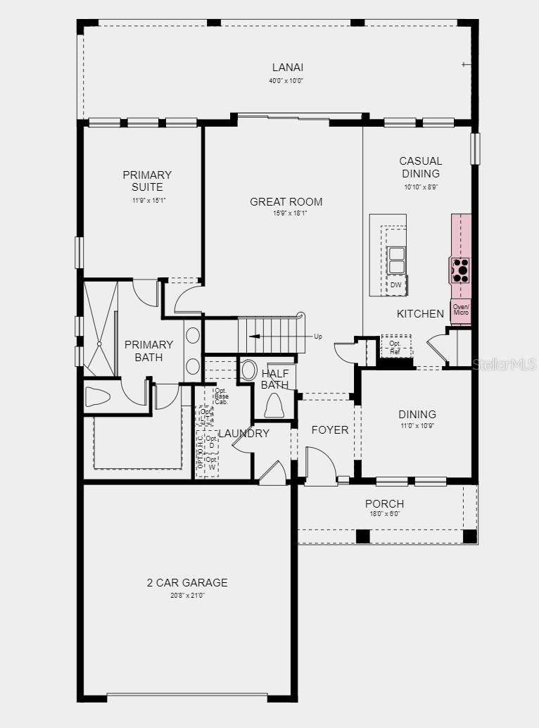 First Floor Plan - Structural options added include: gourmet kitchen, 8' interior doors, and outdoor kitchen rough-in