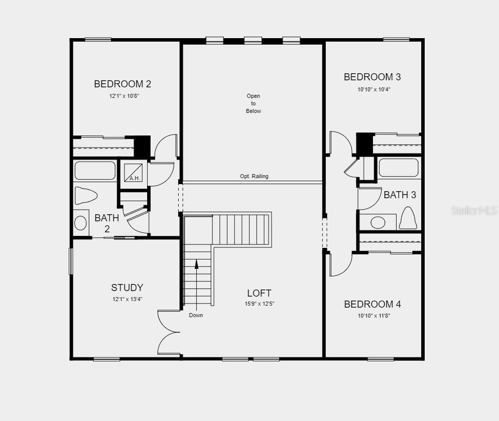 Second Floor Plan - Structural options added include: gourmet kitchen, 8' interior doors, and outdoor kitchen rough-in