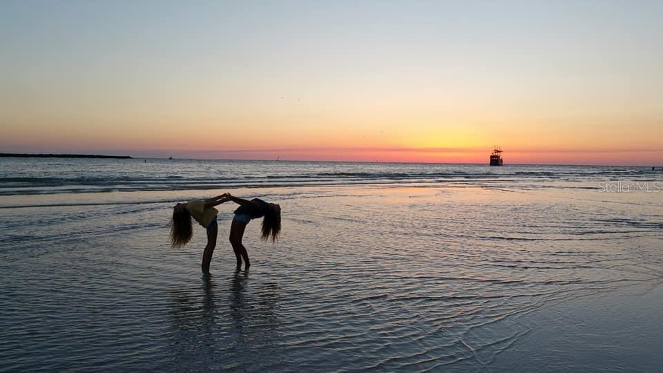 Clearwater Beach at Sunset. The Pirate Ship