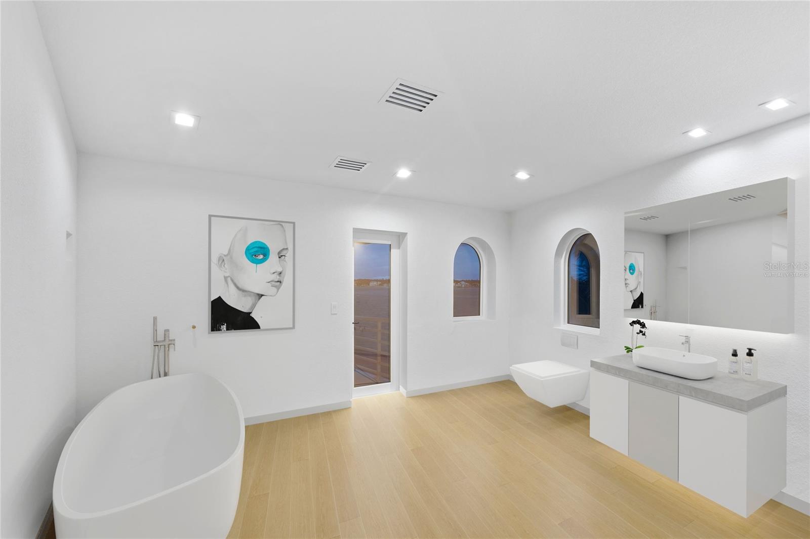 Owners bath virtually staged