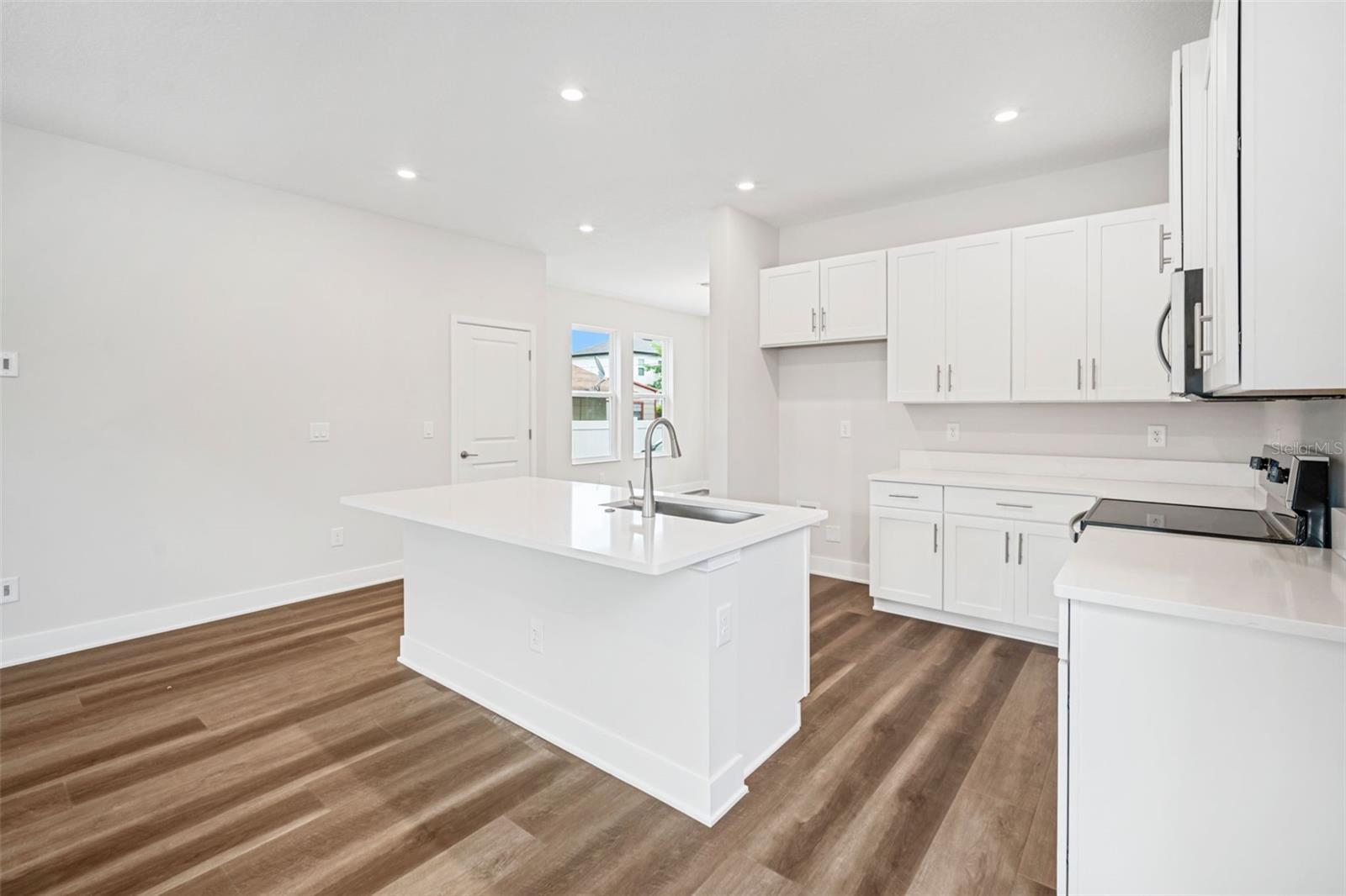 Quartz countertops throughout
