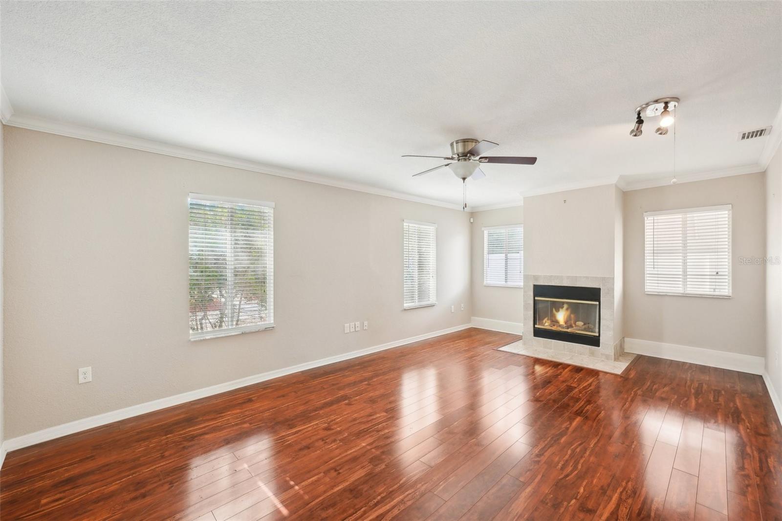 Family room with fireplace