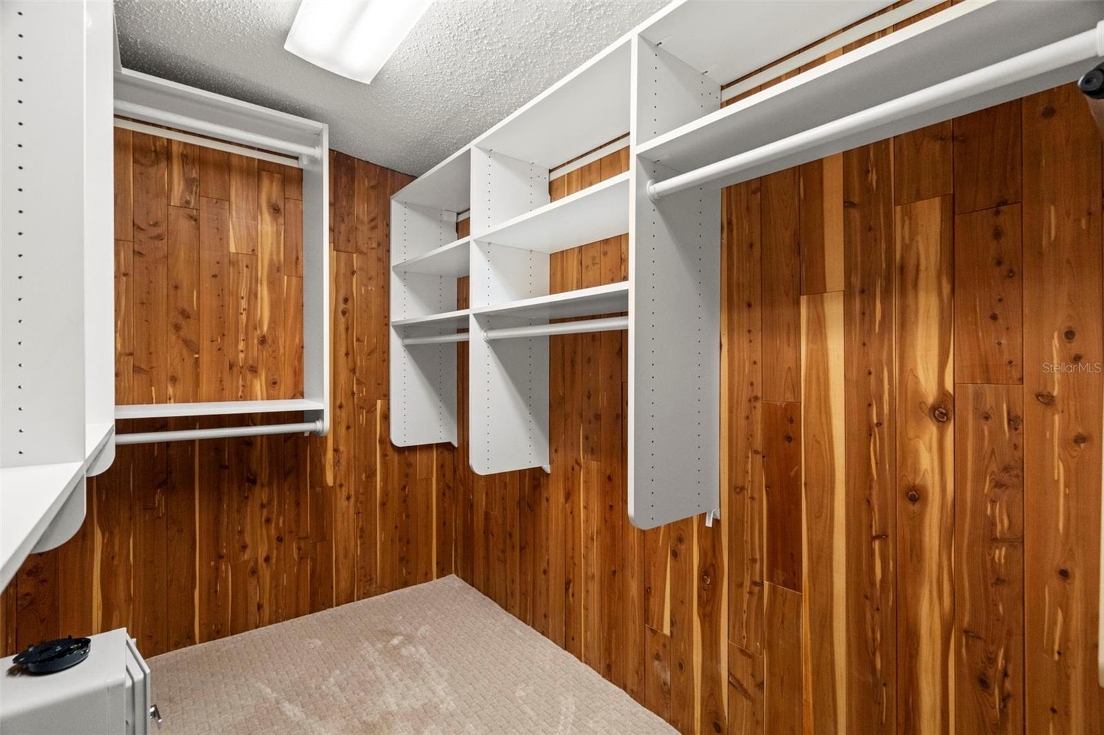 Cedar lined walk in closet.