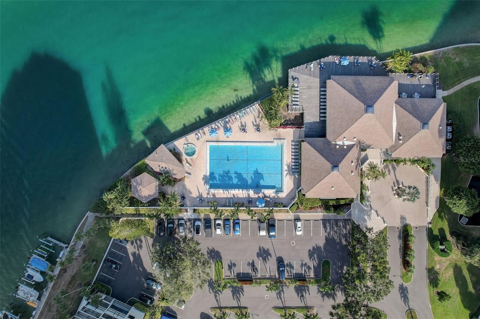 Pool and clubhouse are right by the water