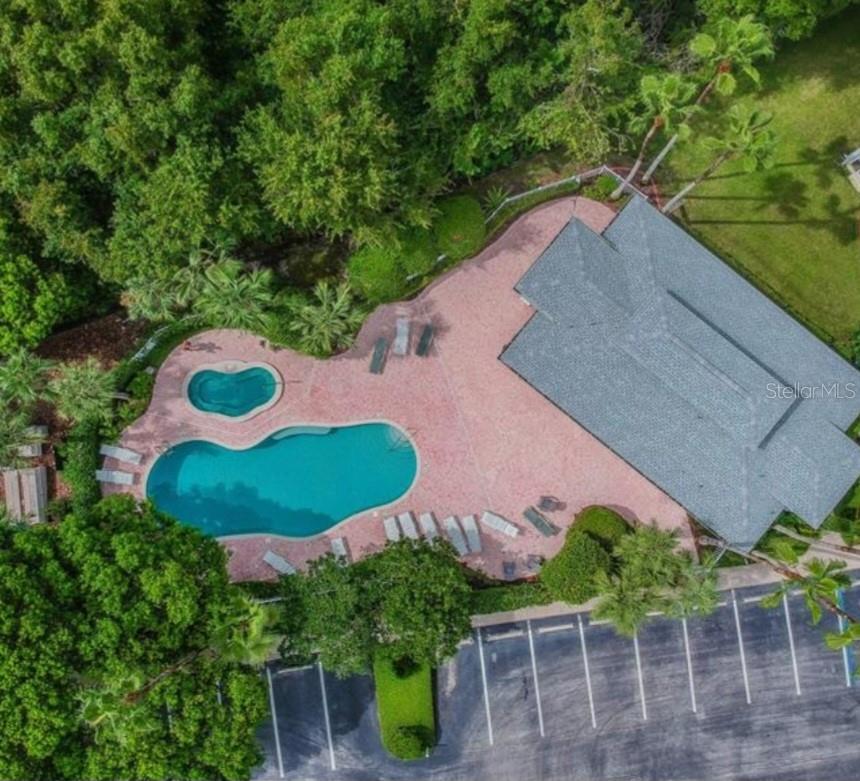 Community clubhouse and pool and hot tub