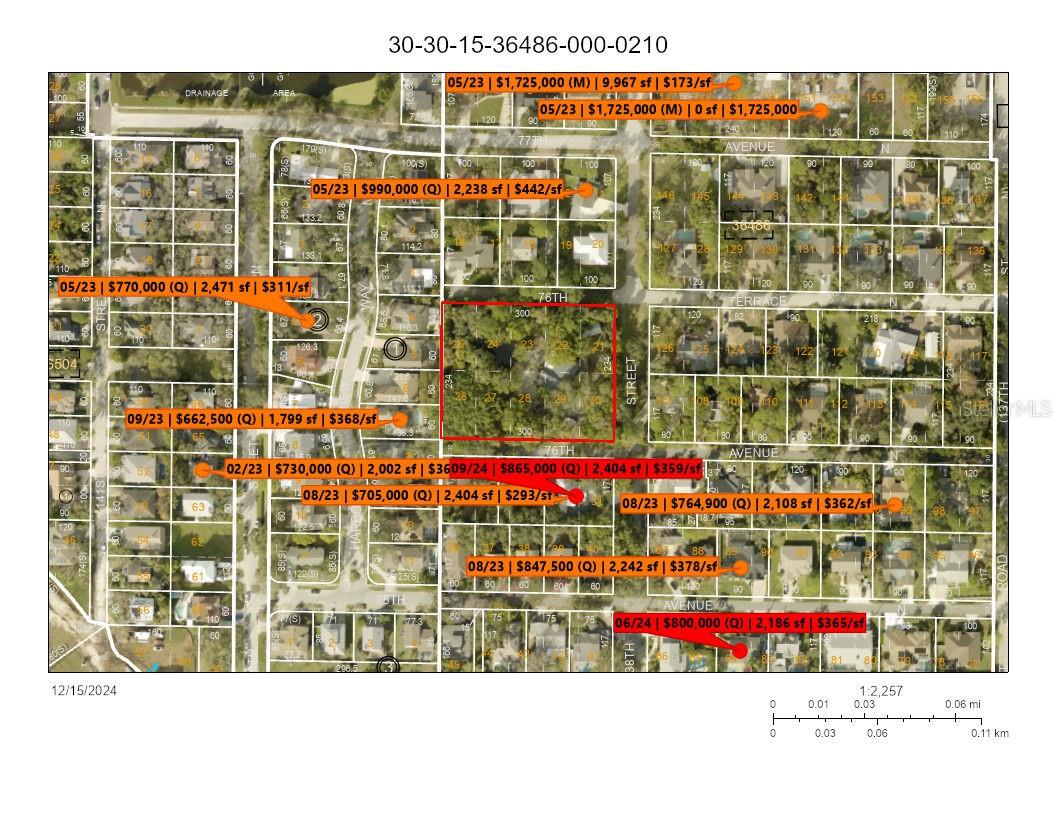 Map of 10 lots and surrounding homes