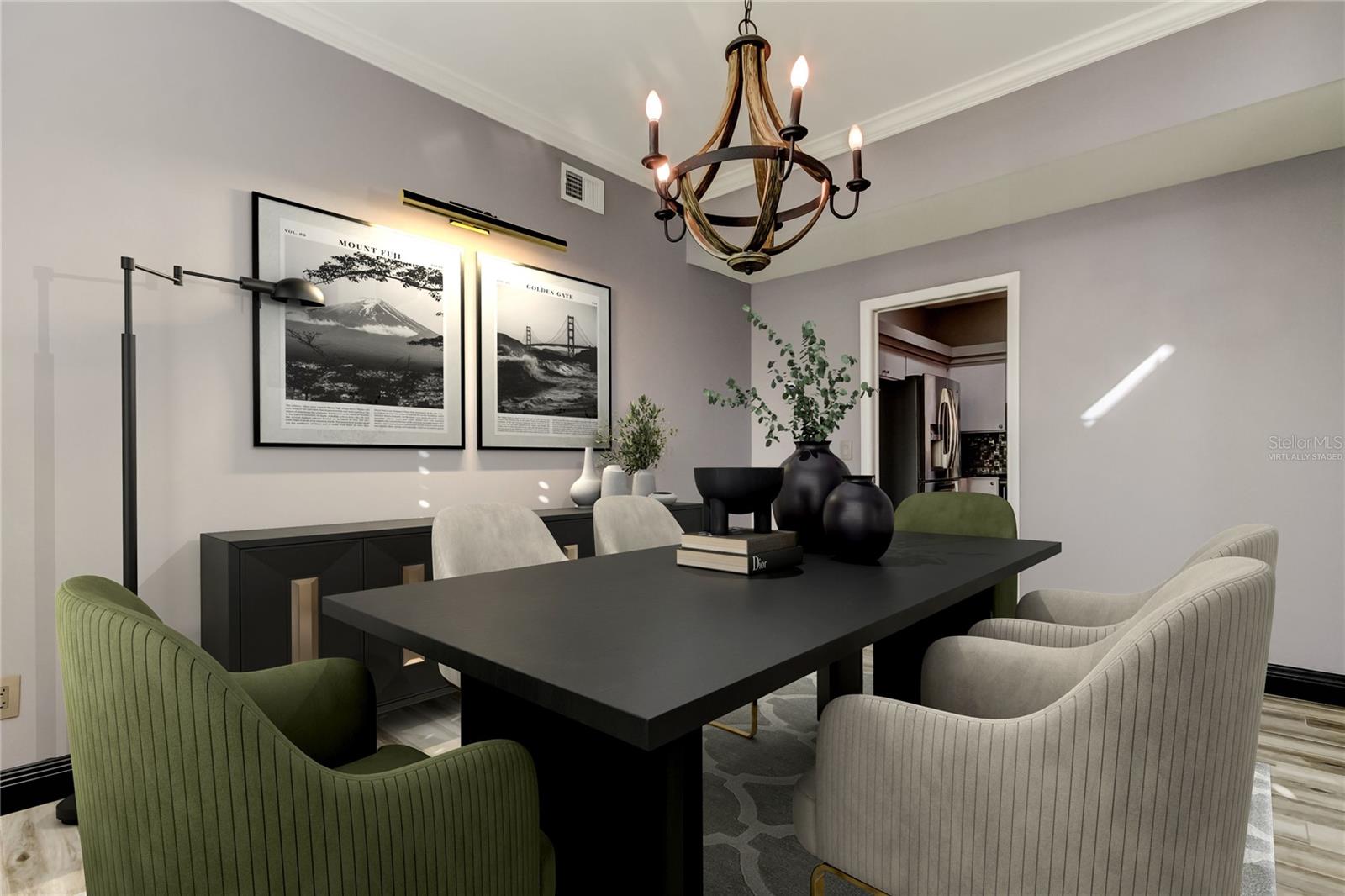 virtually staged dining room