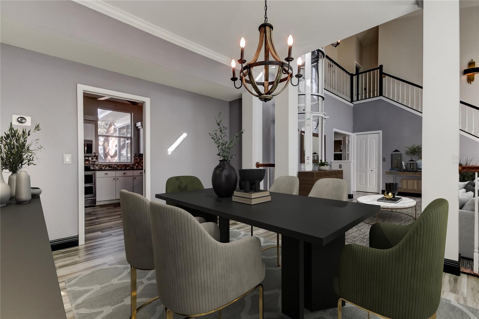 virtually staged dining room